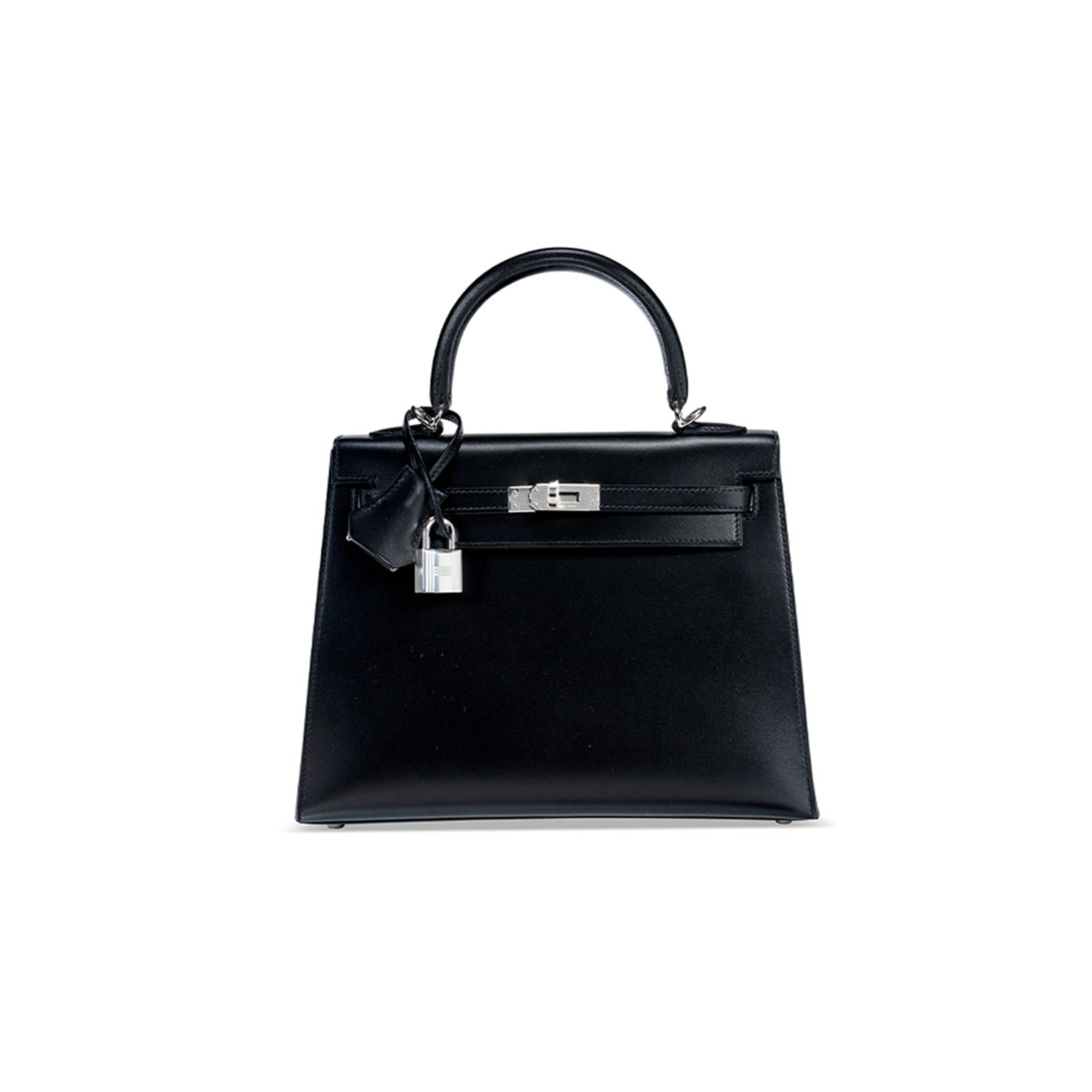 HERMÈS A BLACK TADELAKT KELLY 25 BOX WITH PALLADIUM HARDWARE (25*17*7cm) 